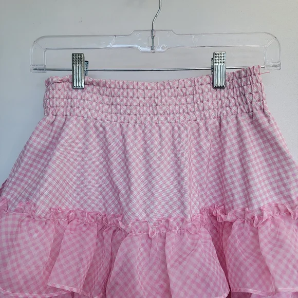 Selkie Ice Cream Gingham Belle Skirt Size Small Pink White Checkered Ruffled - Picture 7 of 16